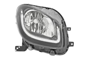 Phare droite pour SMART FORFOUR depuis 2014,avec feu de jour H4 à LED, Mod. VALEO, pond noire, unité de contrôle, registre Mod. HIGH-LINE, Neuf