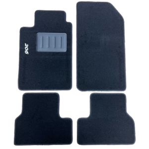 Kit 4 Tapis de sol Auto pour PEUGEOT 206 de 1998 à 2006, avec sigle 206, sans CLIPS, Neuf