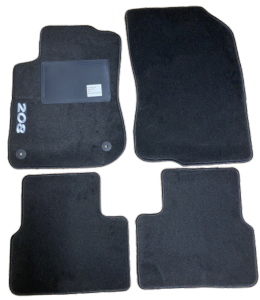 Kit 4 Tapis de sol Auto pour PEUGEOT 208 de 2012-2015, avec sigle 208, avec CLIPS, Neuf