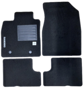 Kit 4 Tapis de sol Auto pour DACIA SANDERO II, 2012-2019, avec sigle SANDERO, moquette noire, avec CLIPS, Neuf