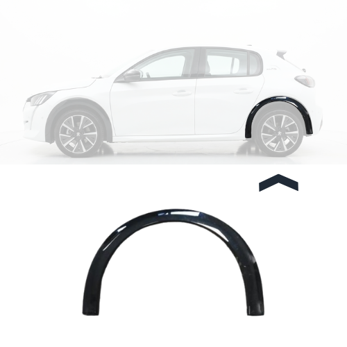 Embout - Tour d'aile arrière gauche pour PEUGEOT 208 II phase 1 2019-2023, GT LINE, noir brillant, Neuf