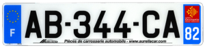 Plaque d'immatriculation AUTO LOGO PUBLICITE AURELIACAR en plexiglas homologuée 52x11cm
