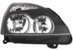 Phare Optique avant droit pour RENAULT CLIO II phase 2, 2001-2003, H7+H1, fond noir, Neuf
