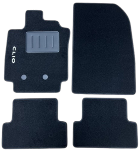 Kit 4 Tapis de sol Auto pour RENAULT CLIO III de 2005-2012, avec sigle CLIO, avec CLIPS, Neuf