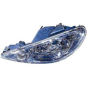 Phare Optique avant gauche pour PEUGEOT 206 CC, 2000-2007, H7+H7, Neuf