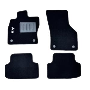 Kit 4 Tapis de sol Auto pour AUDI A3 de 2012 à 2016, 3 portes (8V), sigle A3, avec CLIPS, Neuf