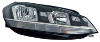 Phare optique avant droit pour VOLKSWAGEN GOLF VII ph. 2 depuis 2016, H7/H9/WY21W  LED + feu diurne