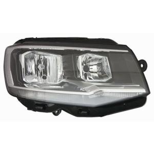 Phare Optique avant droit pour VOLKSWAGEN TRANSPORTER T6 phase 1, 2015-2019, fond noir, profil chromé, H7+H7, avec moteur, Neuf