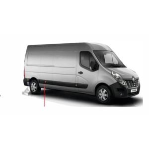 Moulure baguette centrale sur porte latérale droite pour RENAULT MASTER III phase 1, 2010-2014, trou feu gabarit, châssis long, noire 92 cm, Neuve