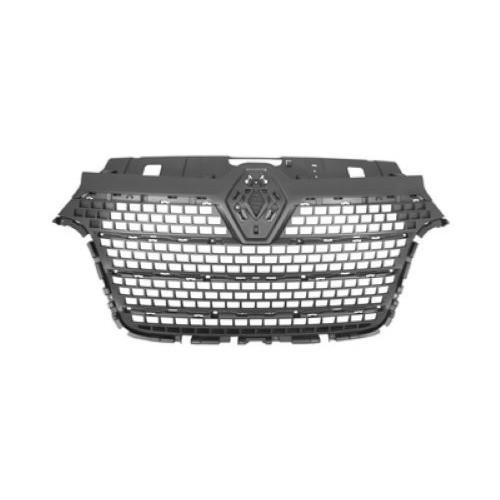Grille radiateur pour RENAULT MASTER III phase 3, 2019-2024, noire gaufré, avec 3 moulures chromées et 4 moulures noires, Neuve