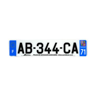 Plaque d'immatriculation AUTO LOGO PUBLICITE AURELIACAR en plexiglas homologuée 52x11cm