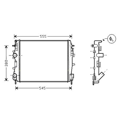 Radiateur de refroidissement moteur pour RENAULT KANGOO I ph.2 2003-2007, OEM: 8200072712, Neuf