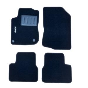 Kit 4 Tapis de sol Auto pour PEUGEOT 2008 I phase 1. 2013-2016, avec sigle 2008, moquette noire et clips, Neuf