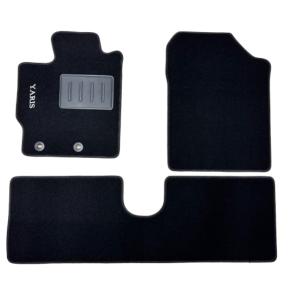 Kit 3 Tapis de sol Auto pour TOYOTA YARIS THERMIQUE III, 2011-2020, avec sigle YARIS, moquette noire et clips, Neuf