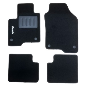 Kit 4 Tapis de sol Auto pour FIAT PANDA depuis 2012 avec sigle PANDA moquette noire Neuf