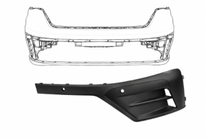 Moulure pare chocs avant gauche pour RENAULT TRAFIC depuis 2021, avec PDC, noire, Neuf.