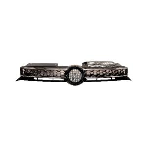 Grille calandre centrale supérieure pour VOLKSWAGEN GOLF VI GTD, 2009-2013, noire, profil chromé