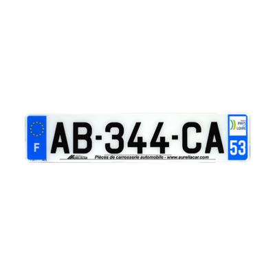 Plaque d'immatriculation AUTO LOGO PUBLICITE AURELIACAR en plexiglas homologuée 52x11cm