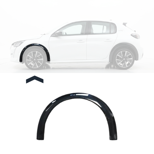 Embout - Tour d'aile avant gauche pour PEUGEOT 208 II phase 1 2019-2023, GT LINE, noir brillant, Neuf