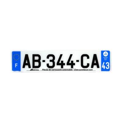 Plaque d'immatriculation AUTO LOGO PUBLICITE AURELIACAR en plexiglas homologuée 52x11cm