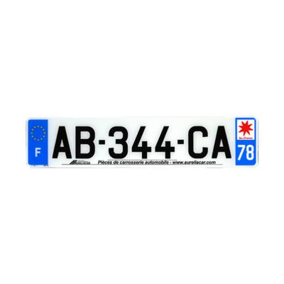 Plaque d'immatriculation AUTO LOGO PUBLICITE AURELIACAR en plexiglas homologuée 52x11cm