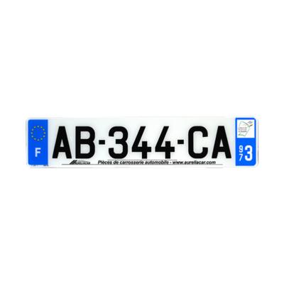 Plaque d'immatriculation AUTO LOGO PUBLICITE AURELIACAR en plexiglas homologuée 52x11cm
