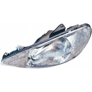 Phare Optique avant gauche pour PEUGEOT 206 ph.1, 1998-2003, H4, (verre strié), Neuf