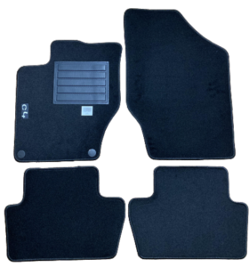 Kit 4 Tapis de sol Auto pour CITROËN C4 II, de 2010 à 2019, avec sigle C4, moquette noire et clips, Neuf