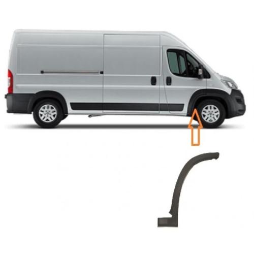 Embout - Tour d''aile avant droite pour PEUGEOT BOXER II ph.2 2014-2023, partie inférieure, gris foncé , Neuf