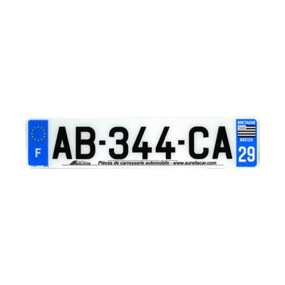Plaque d'immatriculation AUTO LOGO PUBLICITE AURELIACAR en plexiglas homologuée 52x11cm