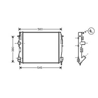 Radiateur de refroidissement moteur pour RENAULT KANGOO I ph.1 1997-2003, OEM: 2140000QA2, Neuf