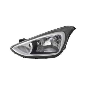 Phare avant gauche pour HYUNDAI i10 I phase 3 2013-2016, H4+H7, prédisposé pour réglage électrique, parabole noire, Neuf