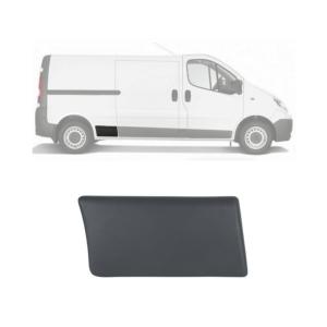 Moulure bouchon latérale sur aile arrière droite pour RENAULT TRAFIC II phase 2, 2006-2014, Grise foncé, châssis long, Neuve