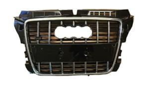 Grille pour AUDI A3 II ph.2 SPORTBACK 2008-2012, chromée, noir, avec porte-plaque, capteurs, chromée, Neuve