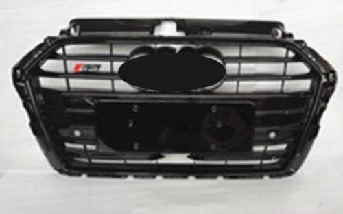 Grille pour AUDI A3 III phase 2 (3 portes) 2016-2020, noir brillante, avec capteurs+cruise control, Neuve