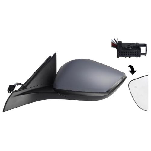 Rétroviseur éxterieur gauche électrique pour PEUGEOT 308 III phase 1 T9 depuis 2021, dégivrant, rabattable électriquement, feu clignotant à led, lumiere de courtoisie, blis, 10 pins, Neuf à peindre