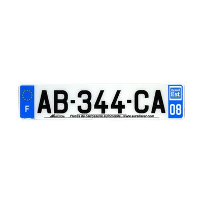 Plaque d'immatriculation AUTO LOGO PUBLICITE AURELIACAR en plexiglas homologuée 52x11cm