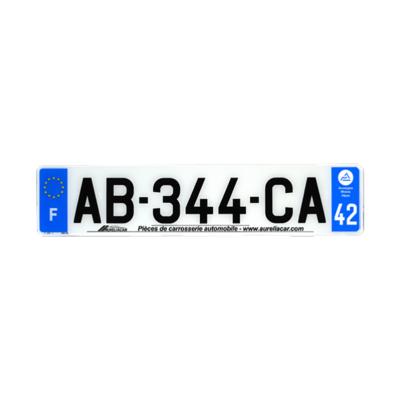 Plaque d'immatriculation AUTO LOGO PUBLICITE AURELIACAR en plexiglas homologuée 52x11cm