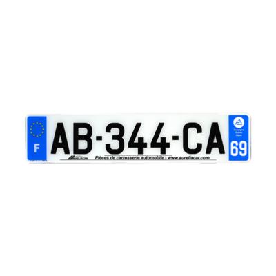 Plaque d'immatriculation AUTO LOGO PUBLICITE AURELIACAR en plexiglas homologuée 52x11cm