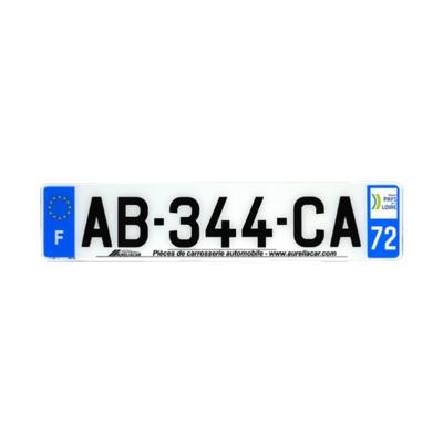 Plaque d'immatriculation AUTO LOGO PUBLICITE AURELIACAR en plexiglas homologuée 52x11cm