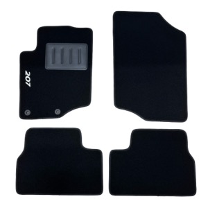 Kit 4 Tapis de sol Auto pour PEUGEOT 207 CC de 2007 à 2015, avec sigle 207cc, avec CLIPS, Neuf