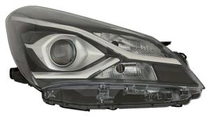 Phare Optique avant droit pour TOYOTA YARIS III phase 3, 2017-2020, fond noir, HIR2+WY21W, lenticulaire, Neuf