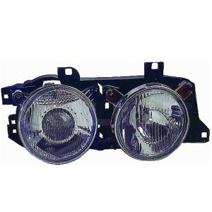 Phare optique manuel avant droit pour BMW Serie 5 E34 1988-1995, H1+H1, Neuf