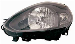 Phare Optique avant gauche pour FIAT PUNTO EVO, 2009-2011, H4, gris foncé, Neuf