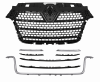 Grille radiateur pour RENAULT MASTER III phase 3, depuis 2019, noire gaufré, avec 3 moulures chromées et 4 moulures noires, Neuve