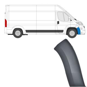 Embout - Tour d'aile avant droite pour PEUGEOT BOXER II ph.2 2014-2023, partie avant, grise foncée, Neuf