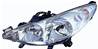 Phare Optique avant gauche pour PEUGEOT 207 phase 1, 2006-2009, H7+H1, avec moteur, chrom, Neuf