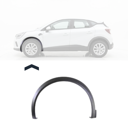 Embout - Tour d'aile avant gauche pour RENAULT CAPTUR II 2020-2024, noir gaufré, avec clips, Neuf