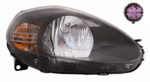 Phare Optique avant gauche pour FIAT GRANDE PUNTO depuis 06/2008, avec parabole noire, connecteurs violets,H4, Neuf