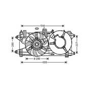 Ventilateur Radiateur moteur pour FIAT DOBLO I ph.2 2006-2010, OEM: 51738799, Neuf